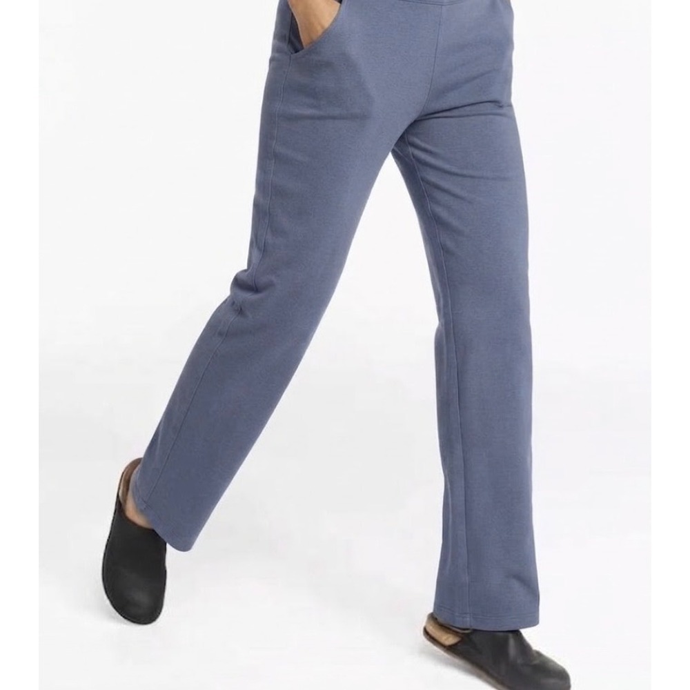 LL Bean Perfect Fit Pants XL Reg Purple Blue Straight Leg Elastic Waist 252079
